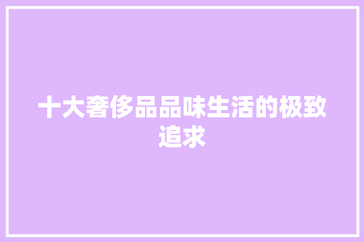 十大奢侈品品味生活的极致追求