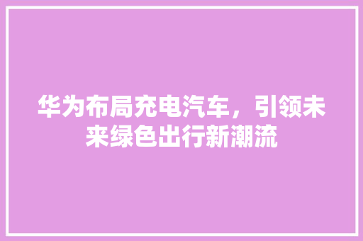 华为布局充电汽车，引领未来绿色出行新潮流