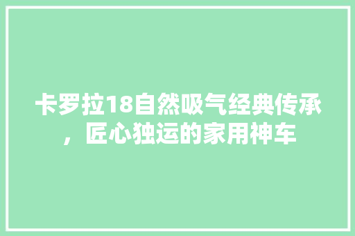 卡罗拉18自然吸气经典传承，匠心独运的家用神车