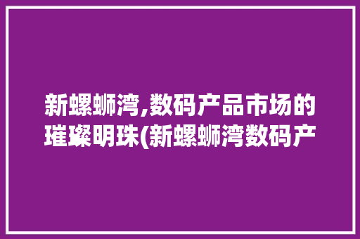新螺蛳湾,数码产品市场的璀璨明珠(新螺蛳湾数码产品) 旅游攻略