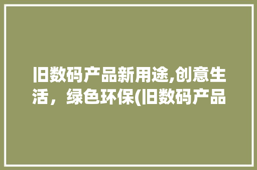 旧数码产品新用途,创意生活，绿色环保(旧数码产品新用途)