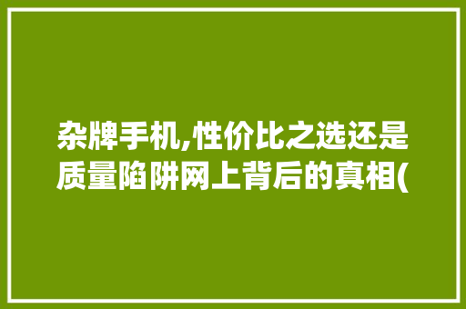 杂牌手机,性价比之选还是质量陷阱网上背后的真相(网上杂牌手机) 时尚穿搭