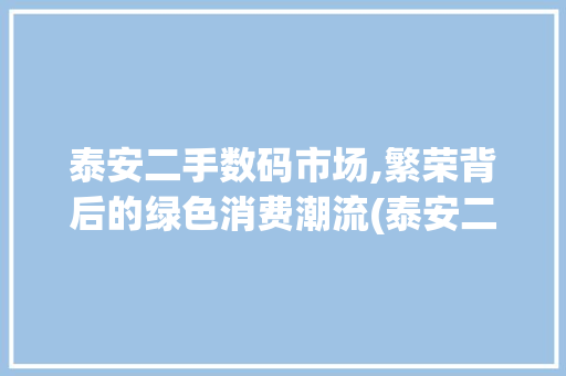泰安二手数码市场,繁荣背后的绿色消费潮流(泰安二手数码产品)
