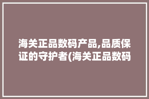 海关正品数码产品,品质保证的守护者(海关正品数码产品) 汽车常识