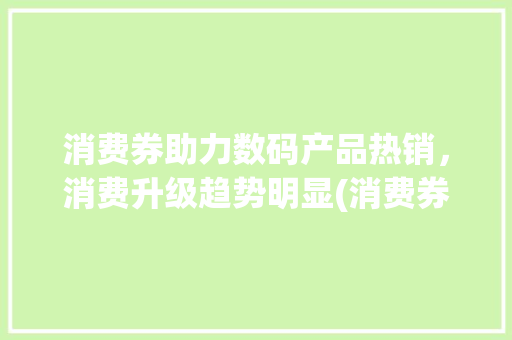消费券助力数码产品热销，消费升级趋势明显(消费券买数码产品)