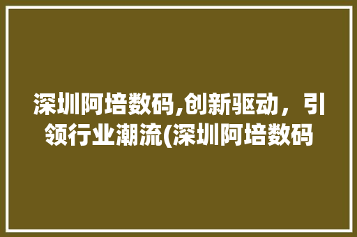 深圳阿培数码,创新驱动，引领行业潮流(深圳阿培数码产品)