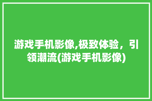 游戏手机影像,极致体验，引领潮流(游戏手机影像)