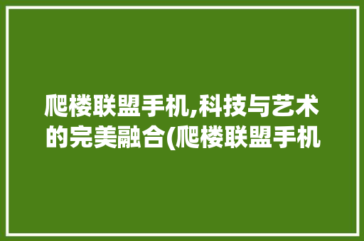爬楼联盟手机,科技与艺术的完美融合(爬楼联盟手机)