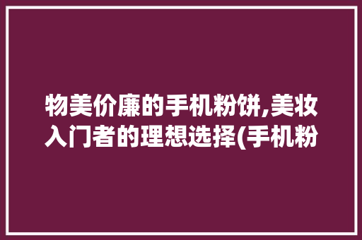 物美价廉的手机粉饼,美妆入门者的理想选择(手机粉饼平价)