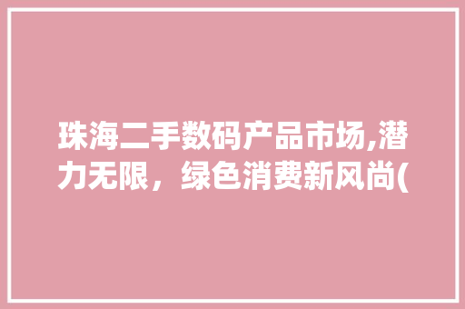 珠海二手数码产品市场,潜力无限，绿色消费新风尚(珠海二手数码产品)