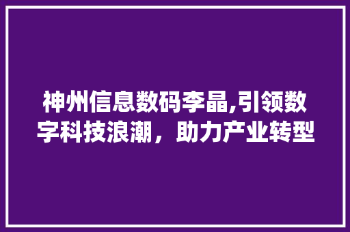 神州信息数码李晶,引领数字科技浪潮，助力产业转型升级(神州信息数码李晶) 健康母婴