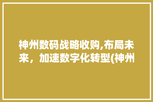 神州数码战略收购,布局未来，加速数字化转型(神州数码收购信息)