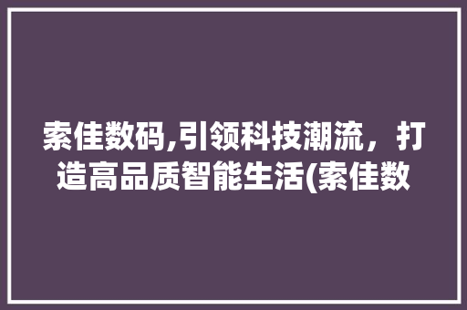 索佳数码,引领科技潮流，打造高品质智能生活(索佳数码产品) 汽车常识
