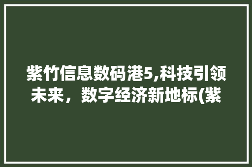 紫竹信息数码港5,科技引领未来，数字经济新地标(紫竹信息数码港5)