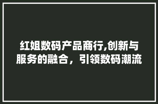 红姐数码产品商行,创新与服务的融合，引领数码潮流(红姐数码产品商行)