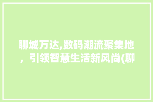 聊城万达,数码潮流聚集地，引领智慧生活新风尚(聊城万达数码产品)