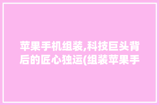 苹果手机组装,科技巨头背后的匠心独运(组装苹果手机) 美食菜谱