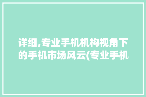 详细,专业手机机构视角下的手机市场风云(专业手机机构)
