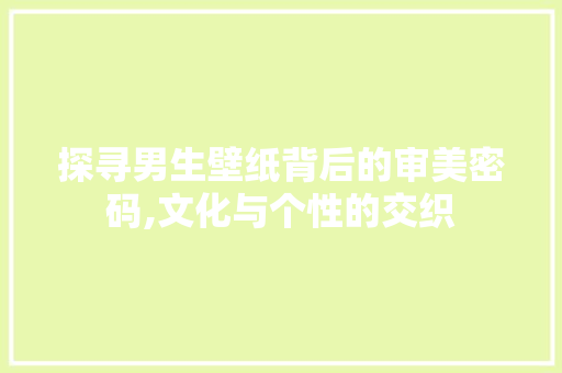 探寻男生壁纸背后的审美密码,文化与个性的交织 教育法律