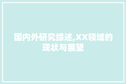 国内外研究综述,XX领域的现状与展望 旅游攻略