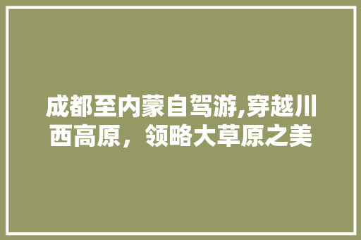 成都至内蒙自驾游,穿越川西高原，领略大草原之美