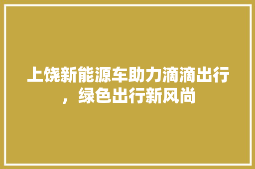 上饶新能源车助力滴滴出行，绿色出行新风尚