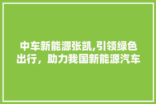 中车新能源张凯,引领绿色出行，助力我国新能源汽车产业发展