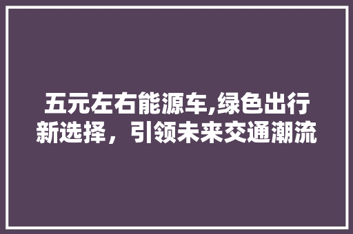 五元左右能源车,绿色出行新选择，引领未来交通潮流