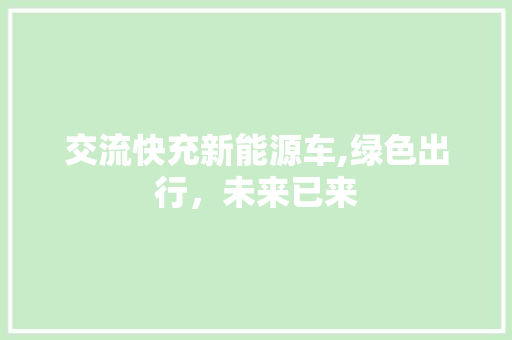 交流快充新能源车,绿色出行，未来已来