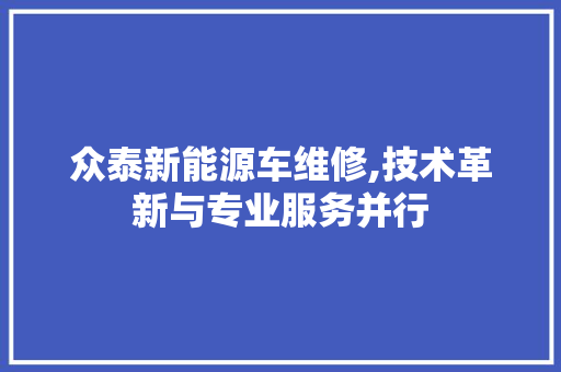 众泰新能源车维修,技术革新与专业服务并行