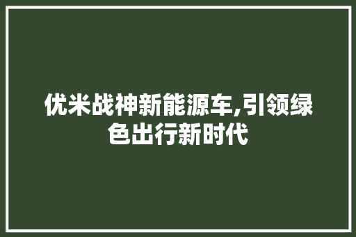 优米战神新能源车,引领绿色出行新时代