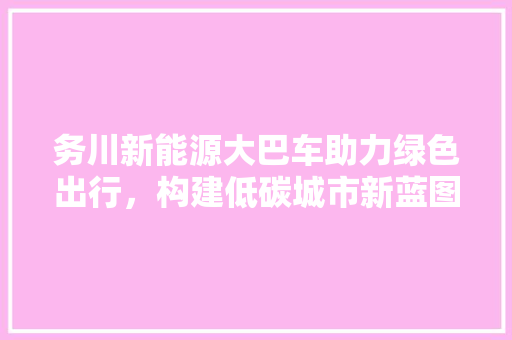 务川新能源大巴车助力绿色出行，构建低碳城市新蓝图 汽车常识