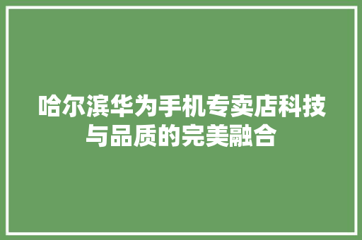 哈尔滨华为手机专卖店科技与品质的完美融合 汽车常识