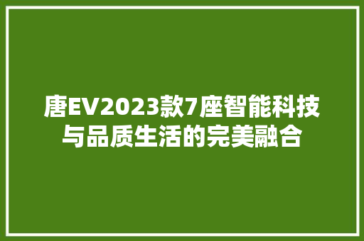 唐EV2023款7座智能科技与品质生活的完美融合