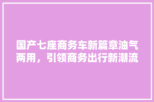 国产七座商务车新篇章油气两用，引领商务出行新潮流