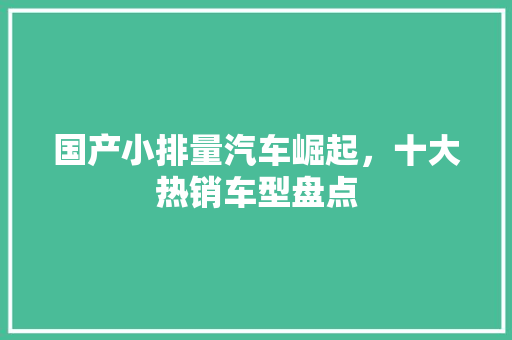 国产小排量汽车崛起，十大热销车型盘点