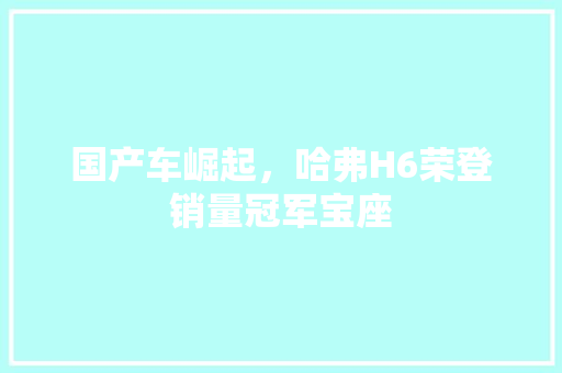 国产车崛起，哈弗H6荣登销量冠军宝座