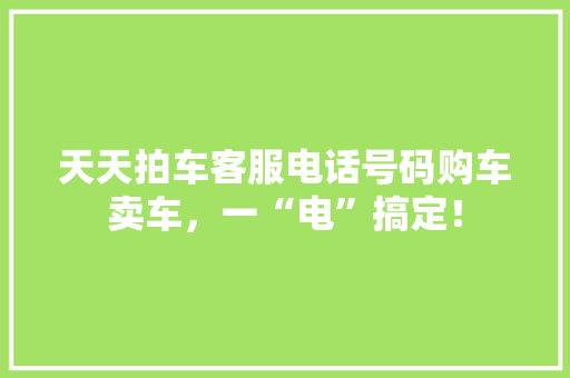 天天拍车客服电话号码购车卖车，一“电”搞定！