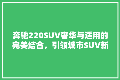奔驰220SUV奢华与适用的完美结合，引领城市SUV新风尚 汽车常识