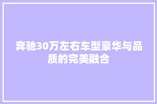 奔驰30万左右车型豪华与品质的完美融合 汽车常识
