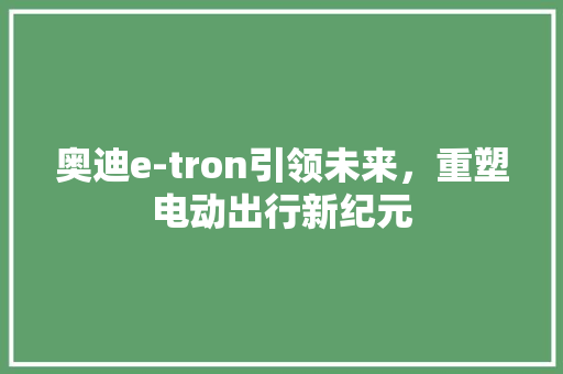 奥迪e-tron引领未来，重塑电动出行新纪元 汽车常识