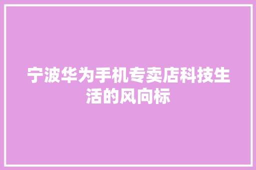 宁波华为手机专卖店科技生活的风向标 汽车常识
