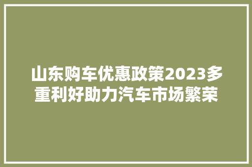 山东购车优惠政策2023多重利好助力汽车市场繁荣