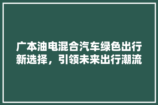 广本油电混合汽车绿色出行新选择，引领未来出行潮流 汽车常识