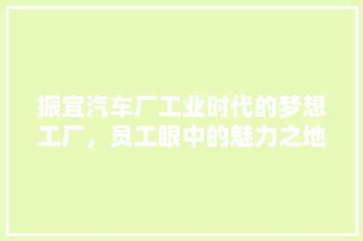 振宜汽车厂工业时代的梦想工厂，员工眼中的魅力之地 汽车常识