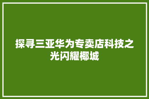 探寻三亚华为专卖店科技之光闪耀椰城 汽车常识