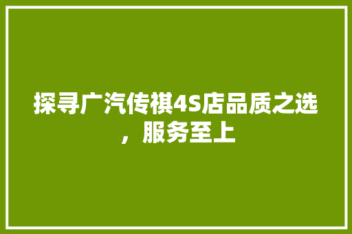 探寻广汽传祺4S店品质之选，服务至上 汽车常识