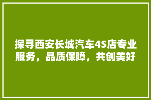 探寻西安长城汽车4S店专业服务，品质保障，共创美好出行生活