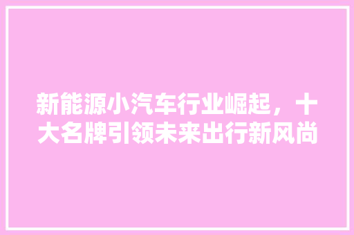新能源小汽车行业崛起，十大名牌引领未来出行新风尚