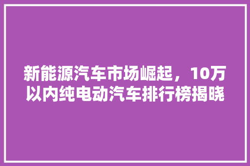 新能源汽车市场崛起，10万以内纯电动汽车排行榜揭晓